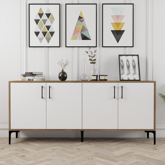 Hanah Home Consola Industrial Kiev Nogal y Blanco